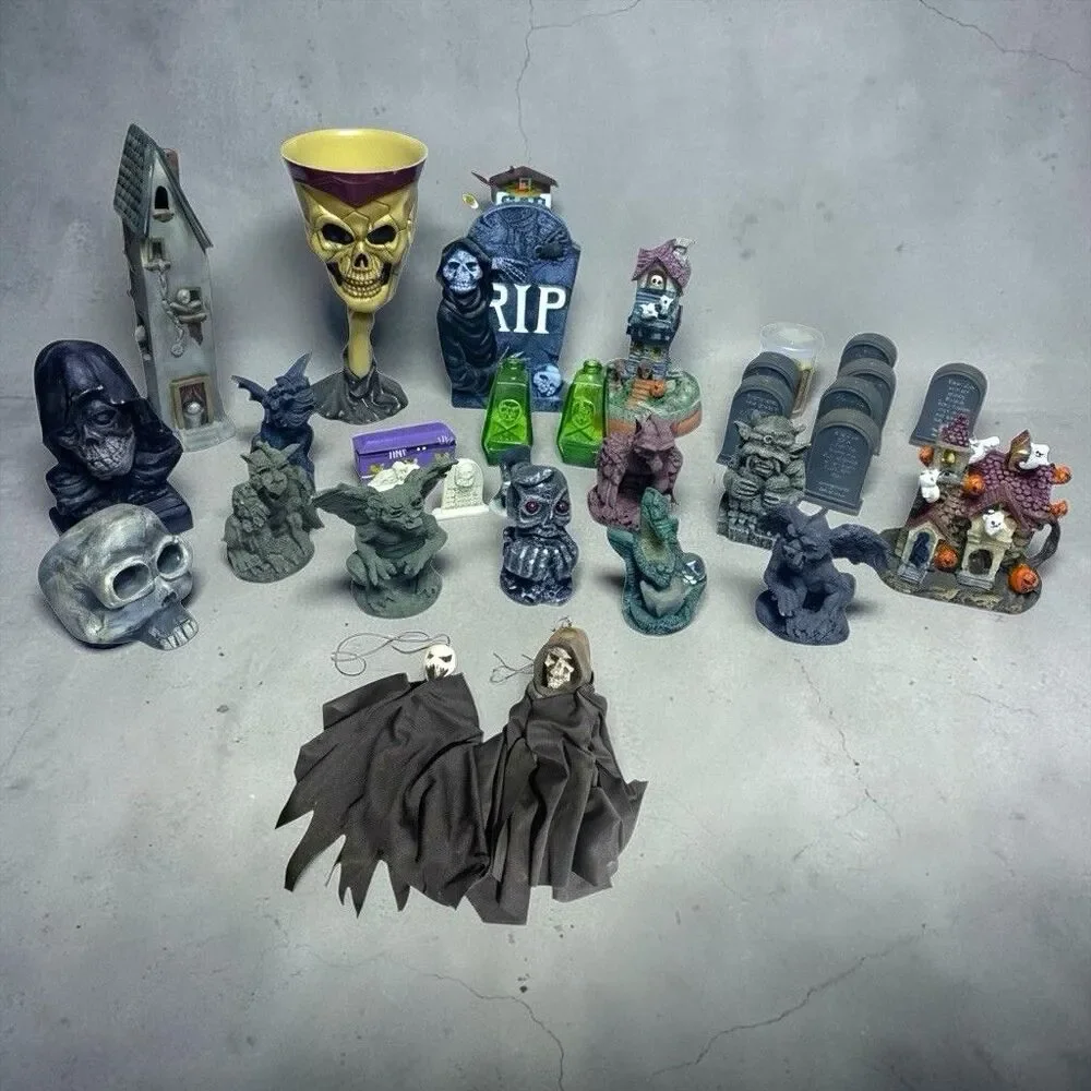 Lot Vintage 80s 90s Halloween Decorations Figures Hanging Decor Ghost Gargoyle